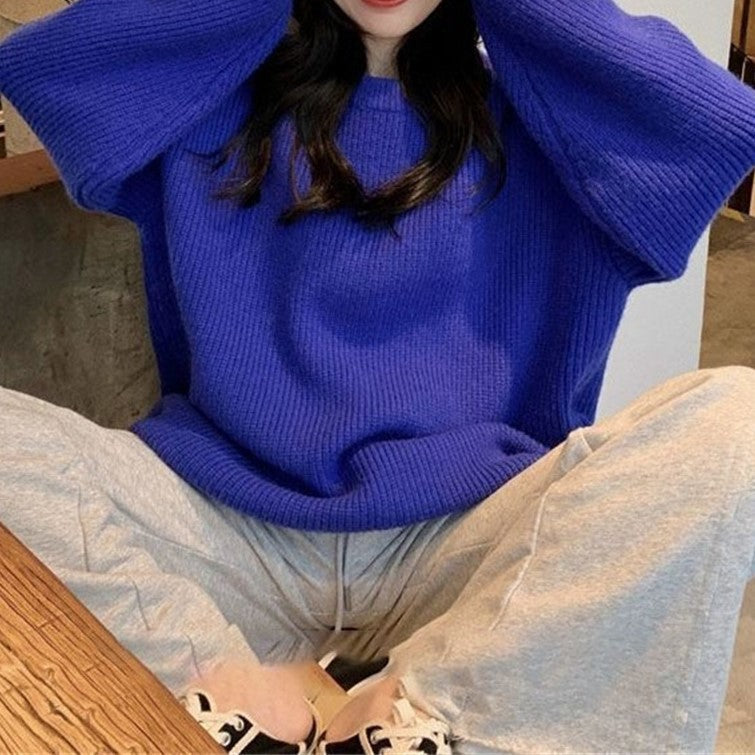 Damen Oversized Strickpullover mit feinem Rippenmuster und lässigem Schnitt Drune