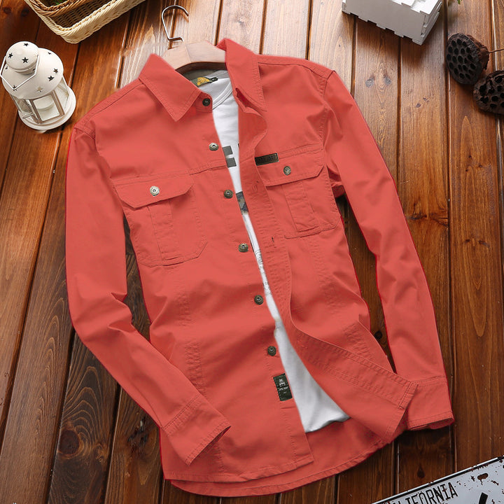 Herren nan vielseitiges Canvas-Overshirt mit Klappbrusttaschen, verstärkten Nähten und regular fit Drune