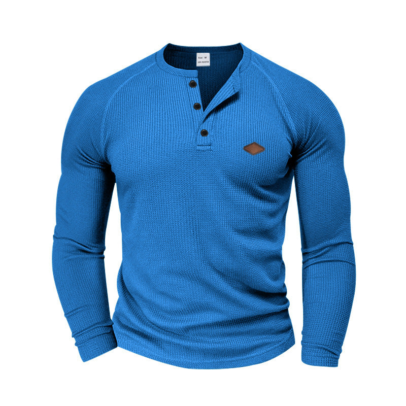 Herren Langarm Hemd mit strukturiertem Gewebe und modischen Knopfdetails Drune