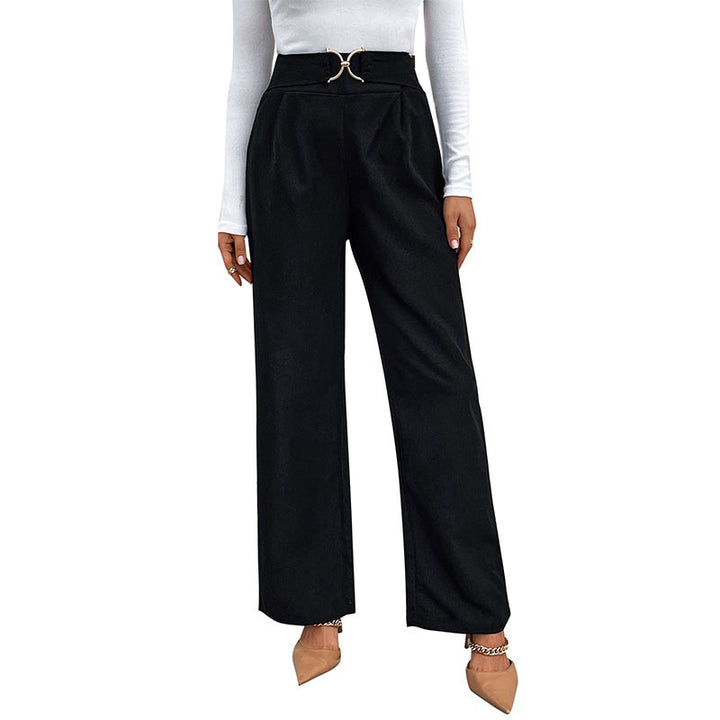 Damen elegante Hosen mit hohem Bund und Gürtel-Detail Drune