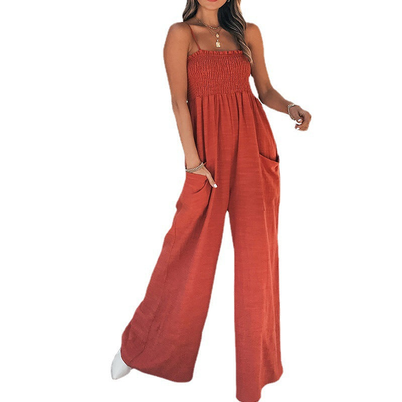 Damen Jumpsuit mit weitem Bein und elastischem Oberteil Drune