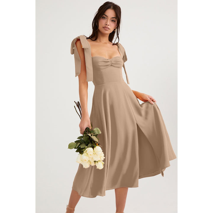Damen Maxikleid mit verstellbaren Trägern und seitlichem Schlitz Drune