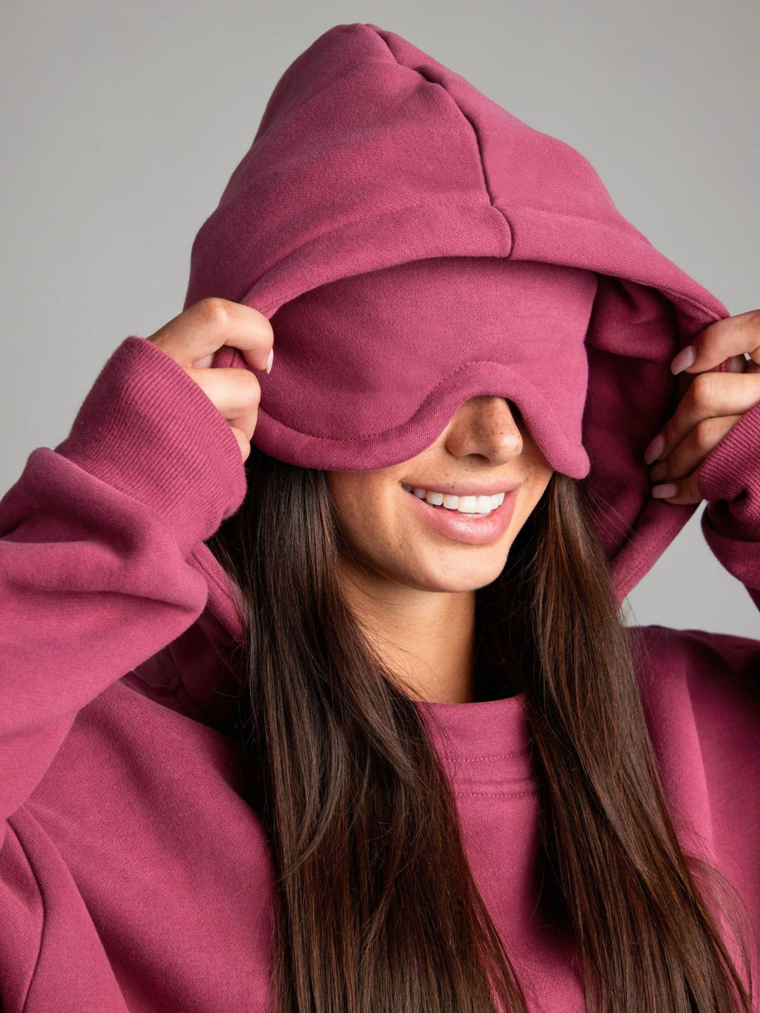 Damen nan Kapuzensweatshirt mit integrierter Schlafblende und weichem Fleece-Innenfutter Drune