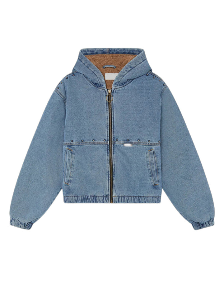 Damen Jeansjacke mit Kapuze und Taschen Drune
