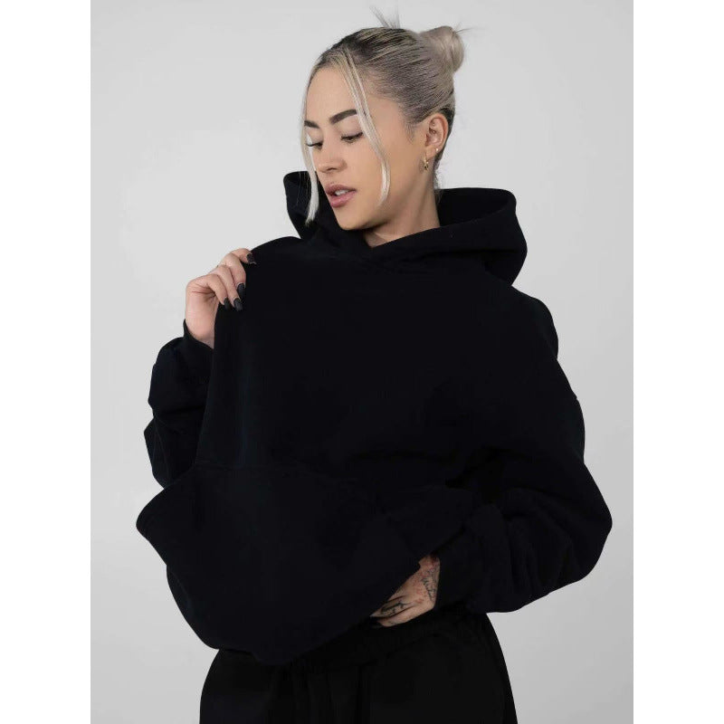 Damen nan extraweicher Oversize-Hoodie mit strukturierter Kängurutasche, überschnittener Schulter und angerauter Innenseite Drune