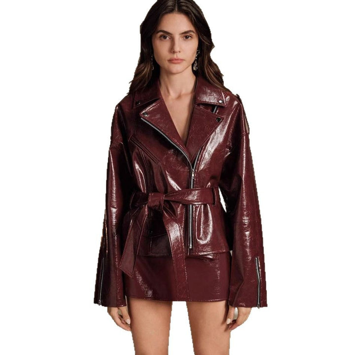 Damen Kunstlederjacke mit hochglänzendem Finish Drune