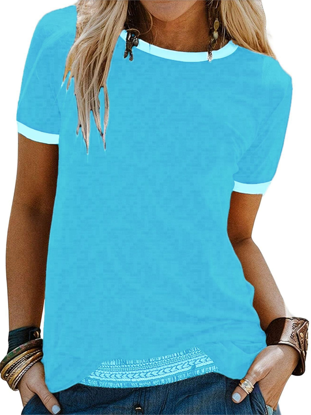 Damen T-Shirt mit kontrastierenden Ärmeln Drune