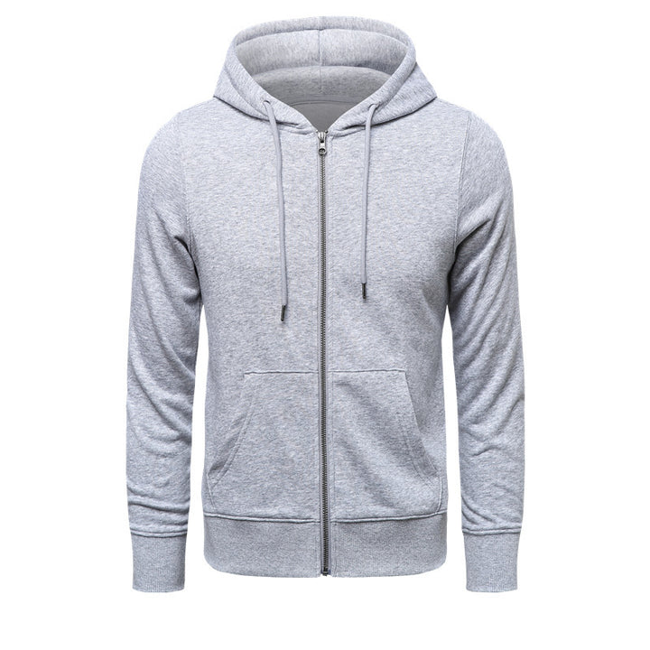 Herren nan schmal geschnittener Zip-Hoodie mit Metall-Reißverschluss, doppellagiger Kapuze und Kängurutasche Drune