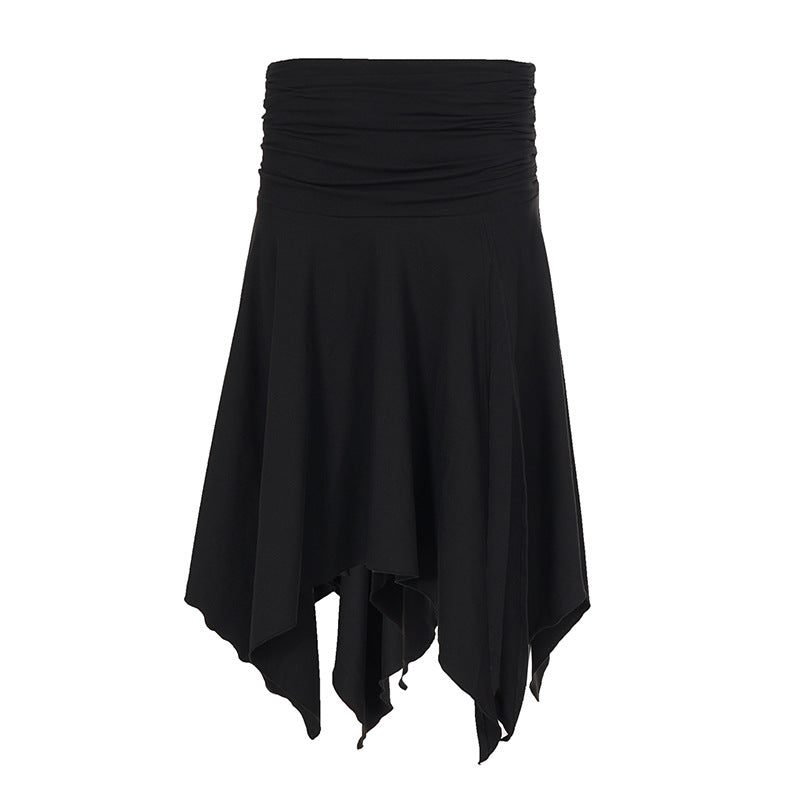 Damen asymmetrischer Wickelrock mit Raffungen Drune