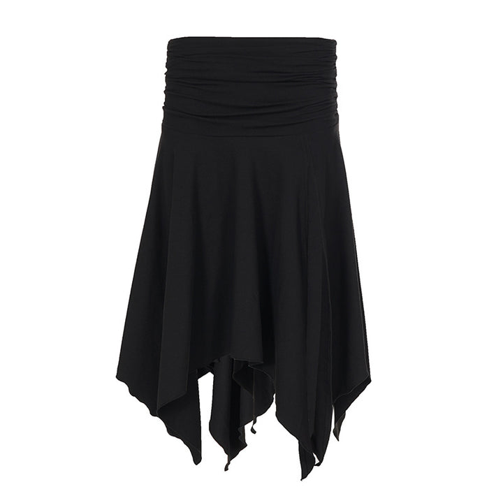 Damen asymmetrischer Wickelrock mit Raffungen Drune