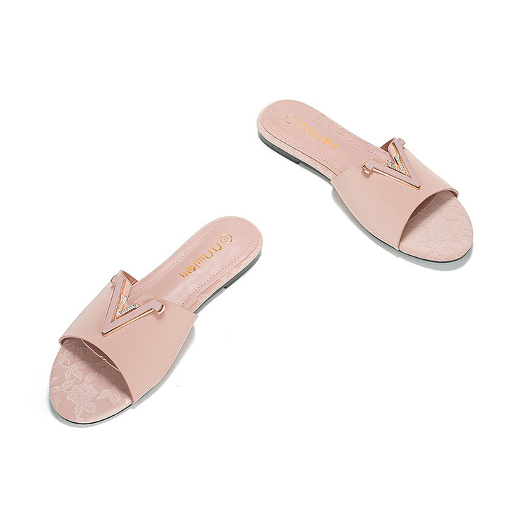 Damen elegante und bequeme Slides mit Schmuck-Detail Drune