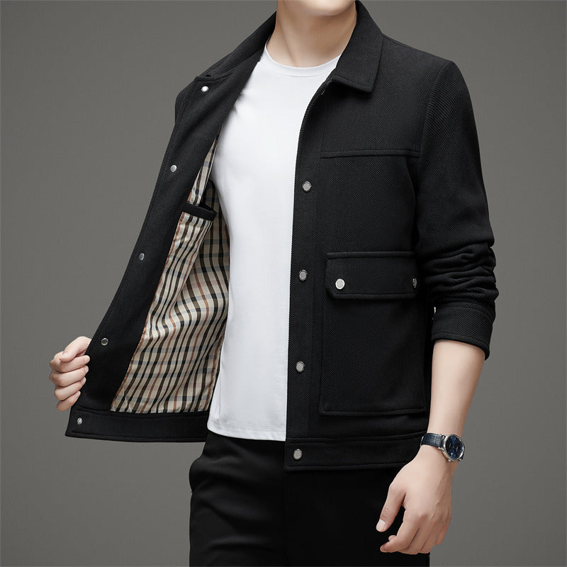 Herren Übergangsjacke mit praktischen Taschen und modernem Karodesign Drune