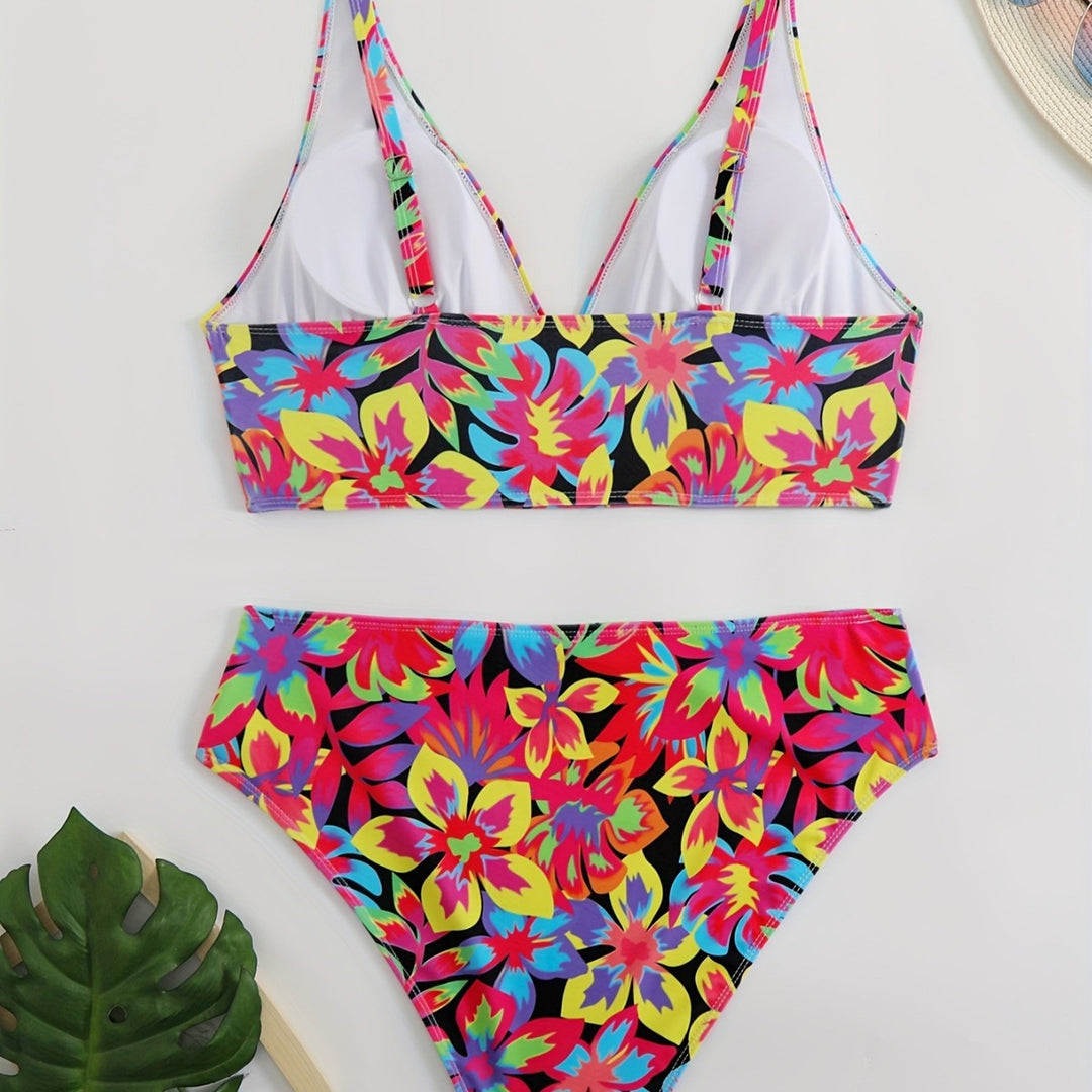 Damen Bikiniset mit auffälligem floralem Design und komfortablem Schnitt Drune