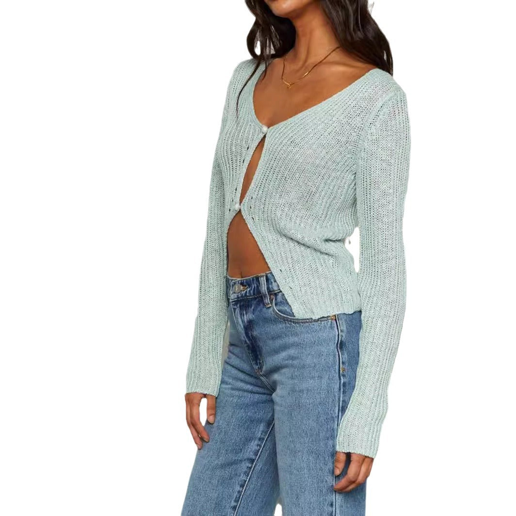 Damen lockerer Strickpullover mit Cut-Out-Details Drune