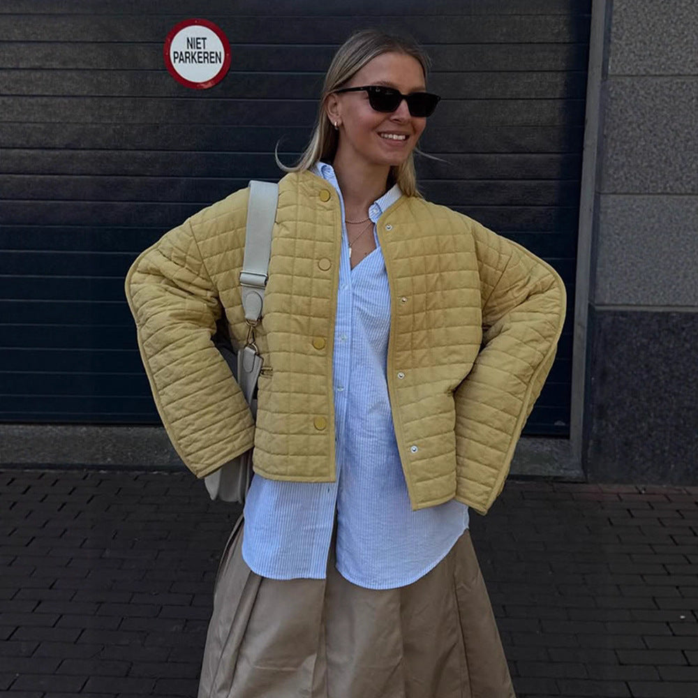 Damen gesteppte Übergangsjacke mit lässigem Schnitt und großen Taschen Drune