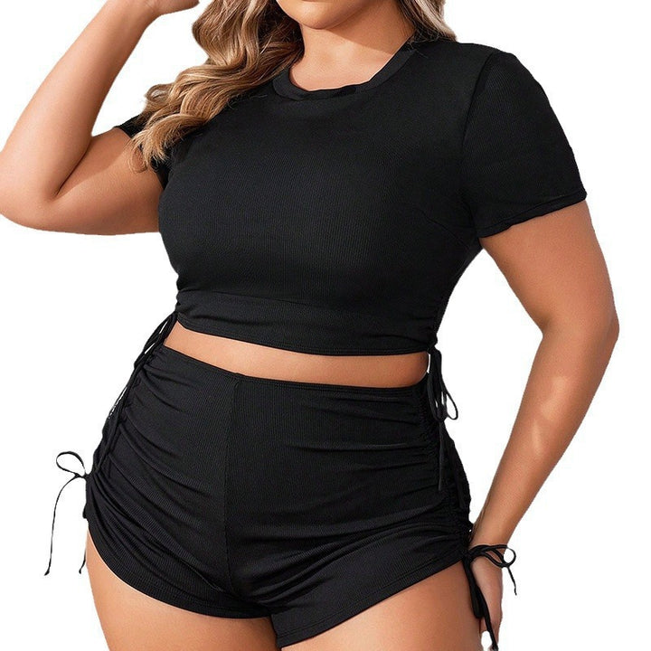 Damen Sportliches Crop-Top und Shorts Set Drune
