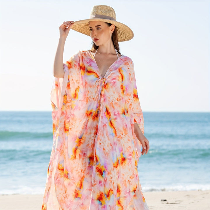 Damen Strandkleid mit lässigem Schnitt und floraler Musterung Drune