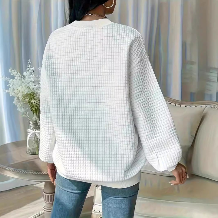 Damen Pullover mit strukturiertem Waffeldesign und lässigem Schnitt Drune