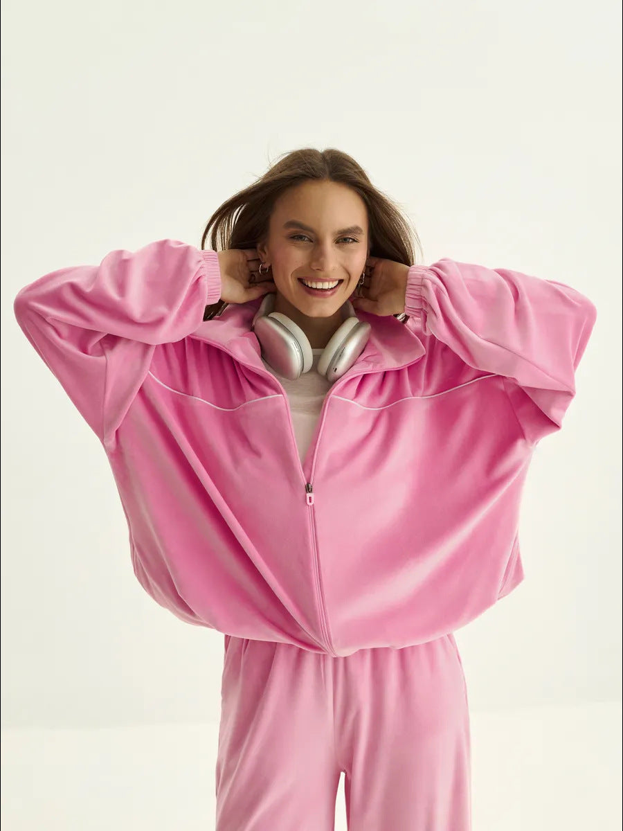 Damen funktionale Fleecejacke mit hohem Kragen und weiten Ärmeln Drune