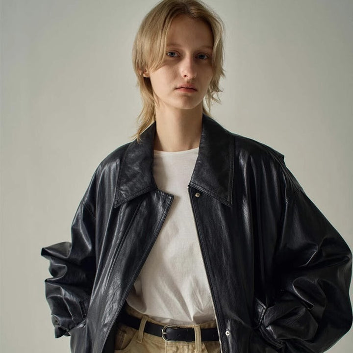 Damen Oversized Kunstlederjacke Drune