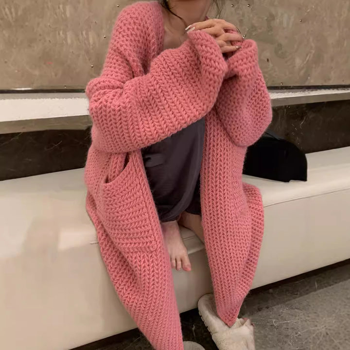 Damen Grobstrick-Cardigan mit offenen Taschen und lässiger Passform Drune