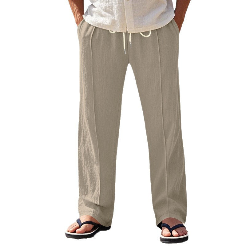 Herren nan Relax-Freizeithose mit elastischem Tunnelzugbund, dekorativer Bügelfalte und seitlichen Eingrifftaschen Drune
