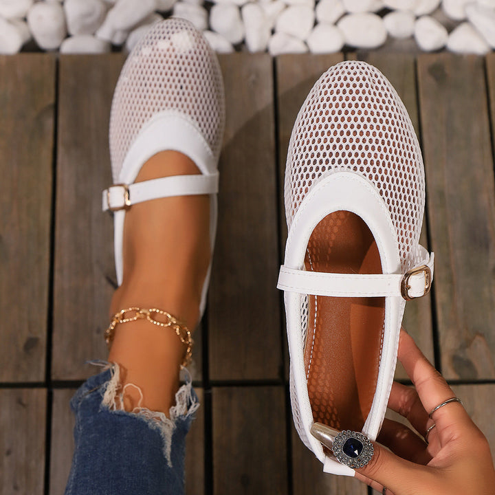 Damen Mesh-Ballerinas mit verstellbarem Riemen Drune