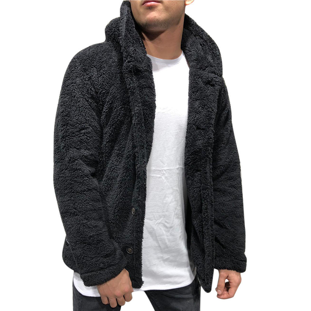 Drune | Jacke mit Kapuze aus Plüschfleece, lockere Passform, Knopfleiste vorne