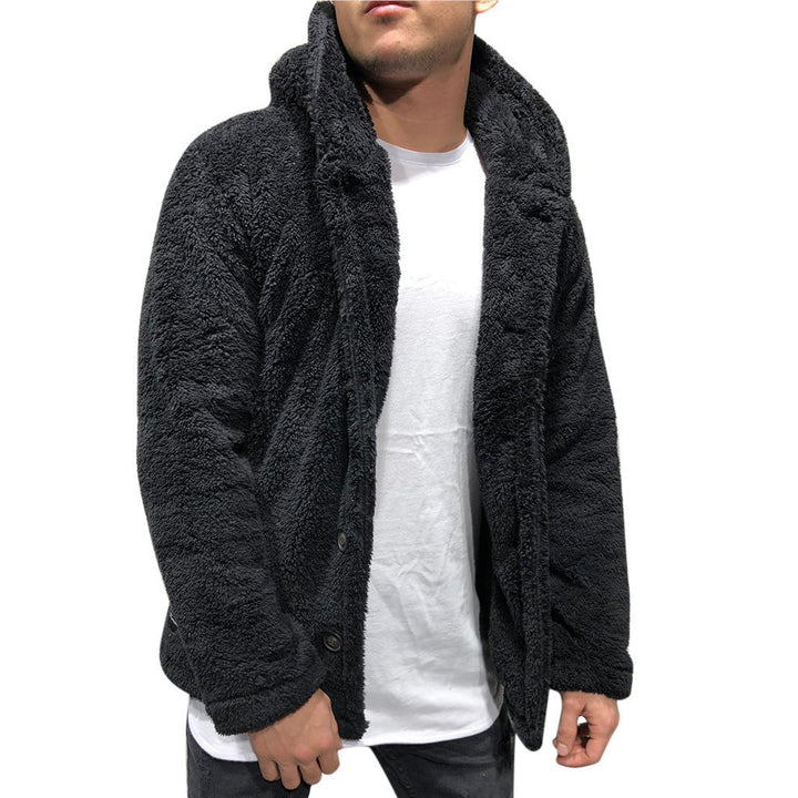Drune | Jacke mit Kapuze aus Plüschfleece, lockere Passform, Knopfleiste vorne