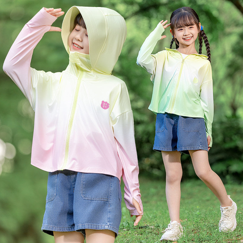 Damen nan leichte Kinder-Sonnenschutzjacke mit Kapuze Drune