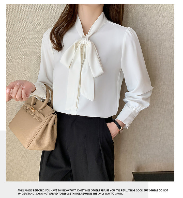 Damen Bluse mit eleganter Schleife und sanften Rüschendetails Drune