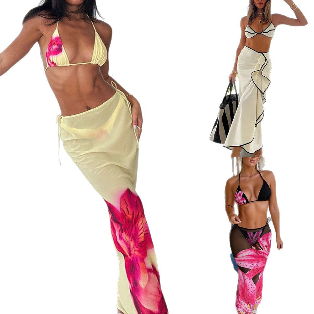 Damen Strand-Bikini-Set mit lässigem Maxi-Rock Drune
