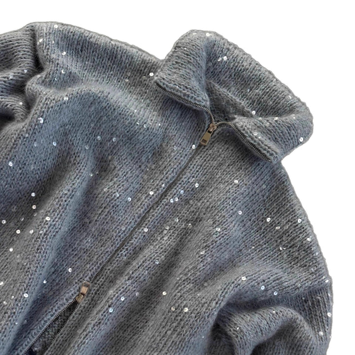 Damen Modischer Strickmantel mit glitzernden Pailletten Drune