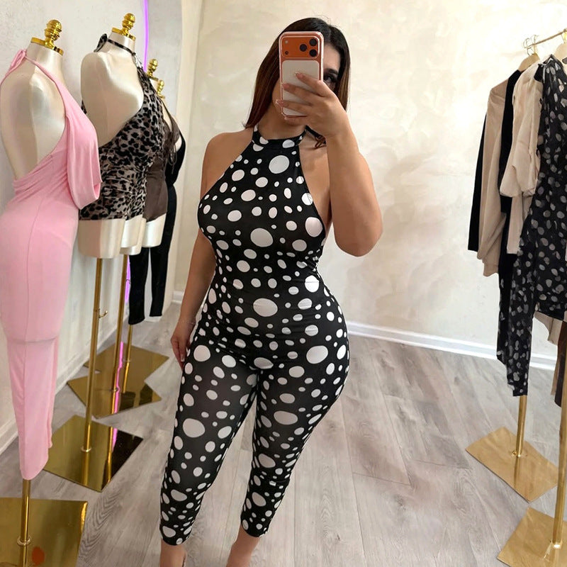 Damen Elegantes Bodysuit mit Punkten und tiefer Rückenpartie Drune
