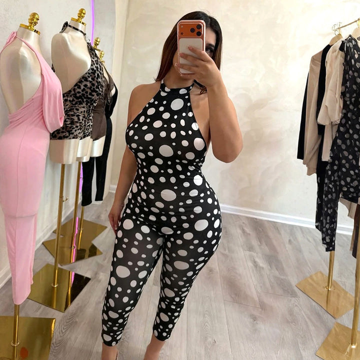 Damen Elegantes Bodysuit mit Punkten und tiefer Rückenpartie Drune