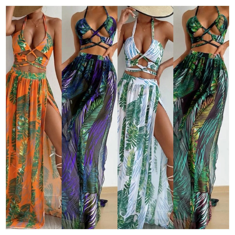 Damen Zweiteiliges Strandoutfit mit floralem Design und raffinierten Cut-Outs Drune