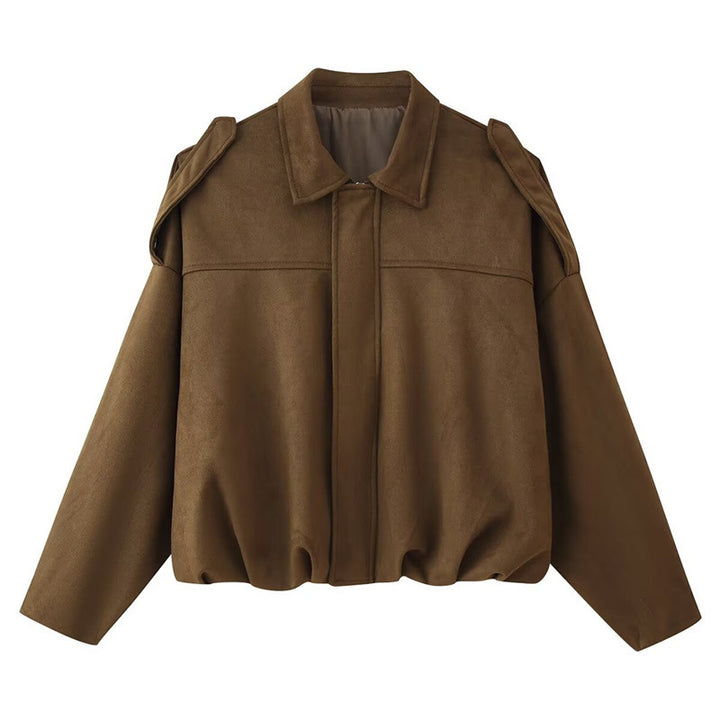 Damen Modische Oversize-Jacke aus weichem Wildlederimitat mit lässigem Schnitt Drune