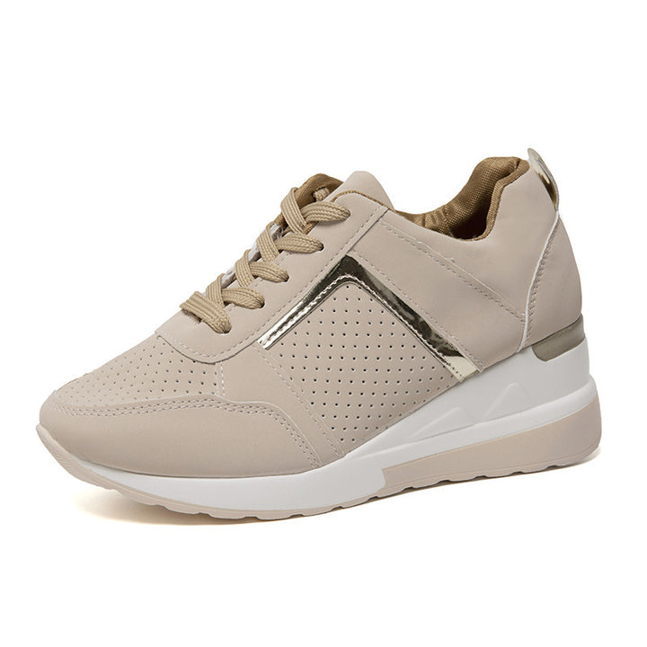 Damen nan sportive Plateau-Sneaker mit perforiertem Microfaser-Obermaterial gepolstertem Komfortfutter und reflektierendem Zierstreifen Drune