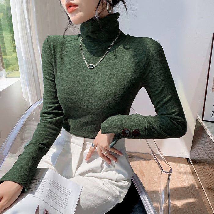 Damen Langarm-Turtleneck aus feinem Rippmaterial Drune