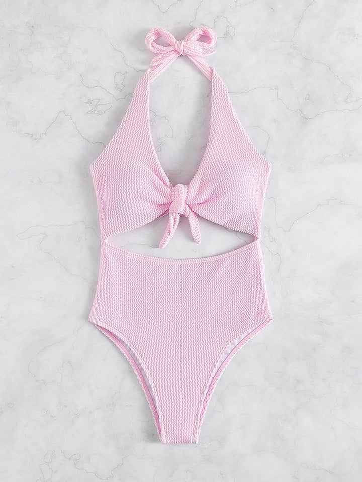 Damen Einteiliger Badeanzug mit raffiniertem Cut-Out und Knotendetail Drune