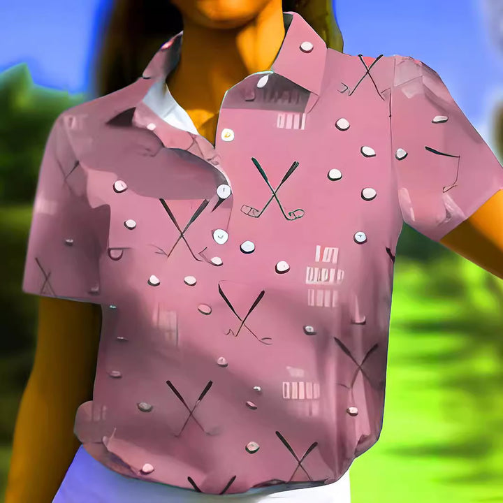 Damen Poloshirt mit modernem Golf-Muster und bequemem Schnitt Drune