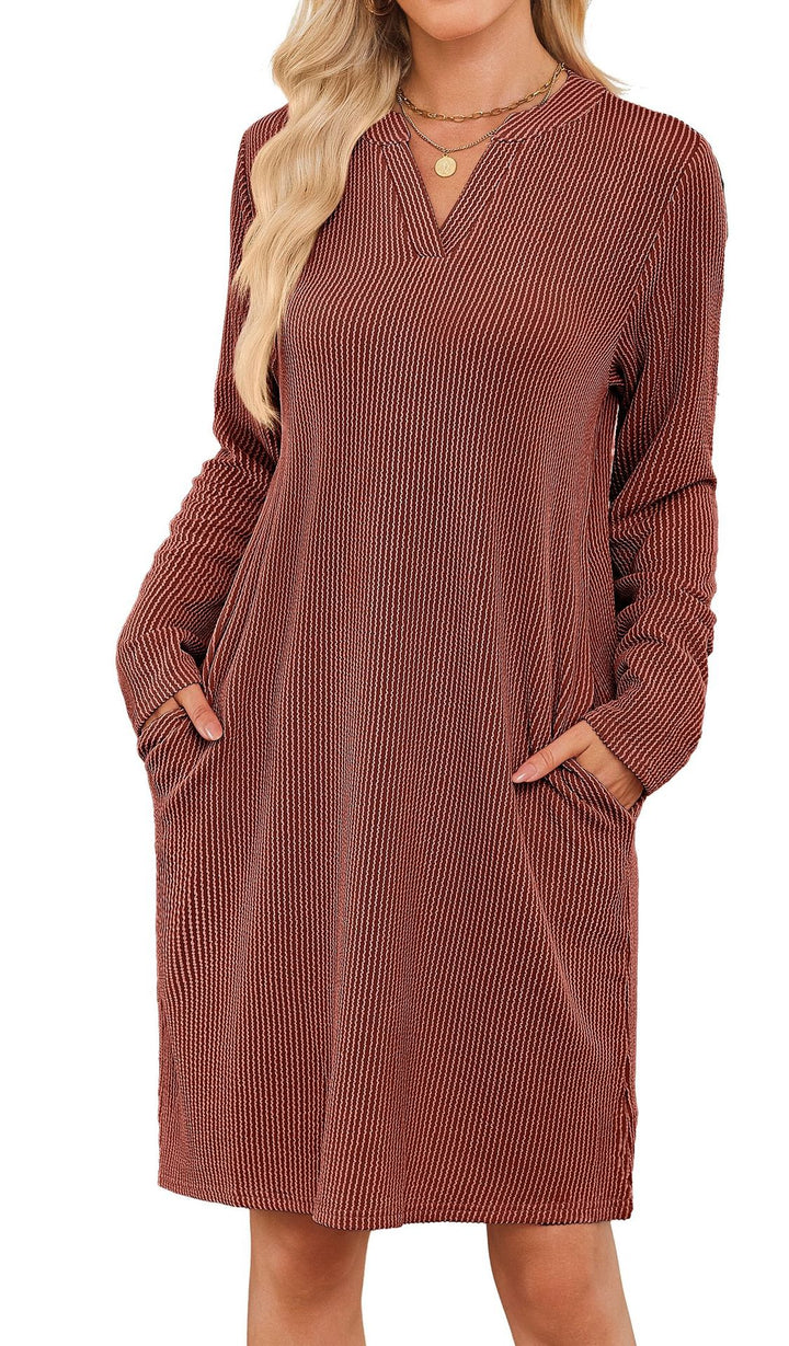 Damen lässiges Langarm-Kleid Drune