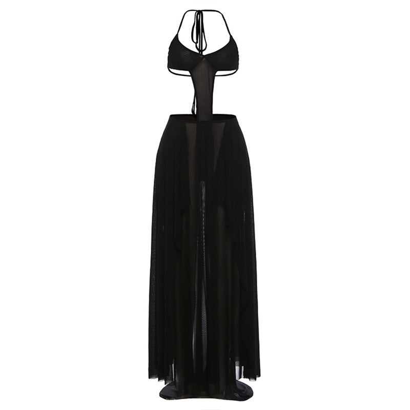 Damen Bikinikleid mit transparentem Rock und stilvollen Cut-Outs Drune