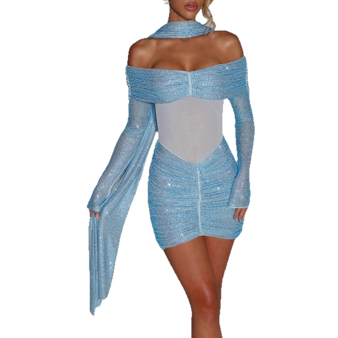 Damen Glamouröses Minikleid mit elegantem Rüschendesign Drune