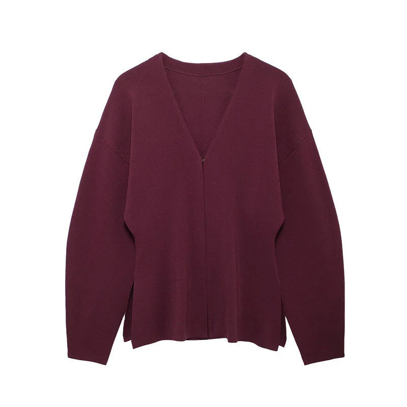 Damen Bequeme Strickjacke mit V-Ausschnitt Drune