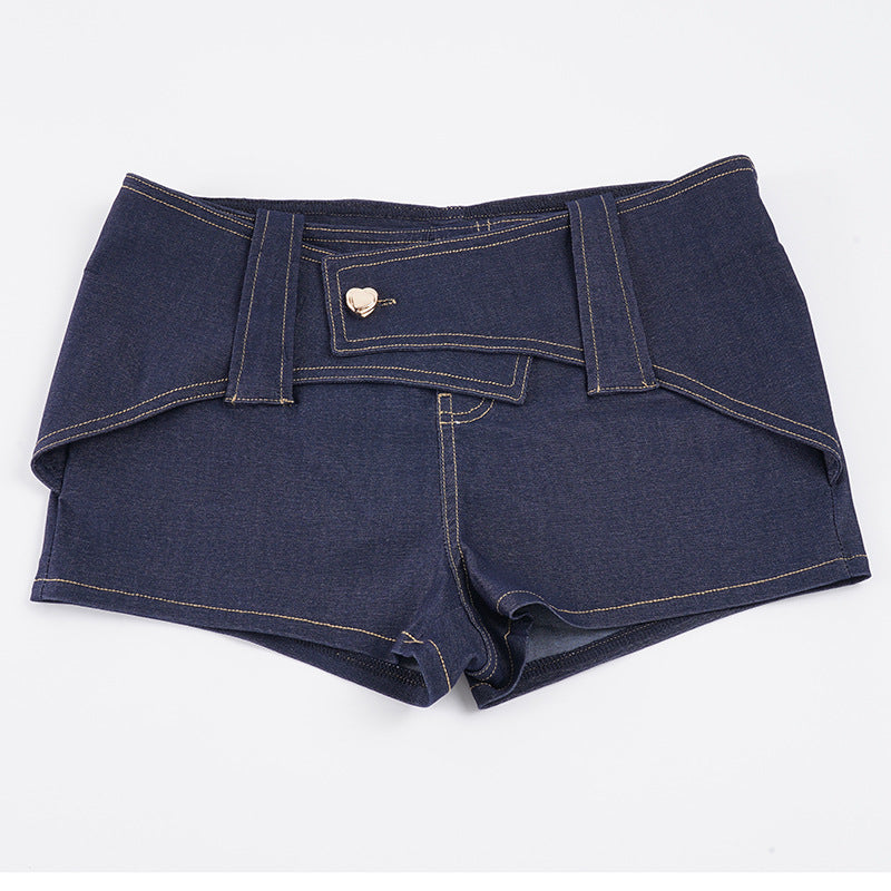 Damen Denim-Shorts mit stylischem Hosenbund und Schmuckdetails Drune