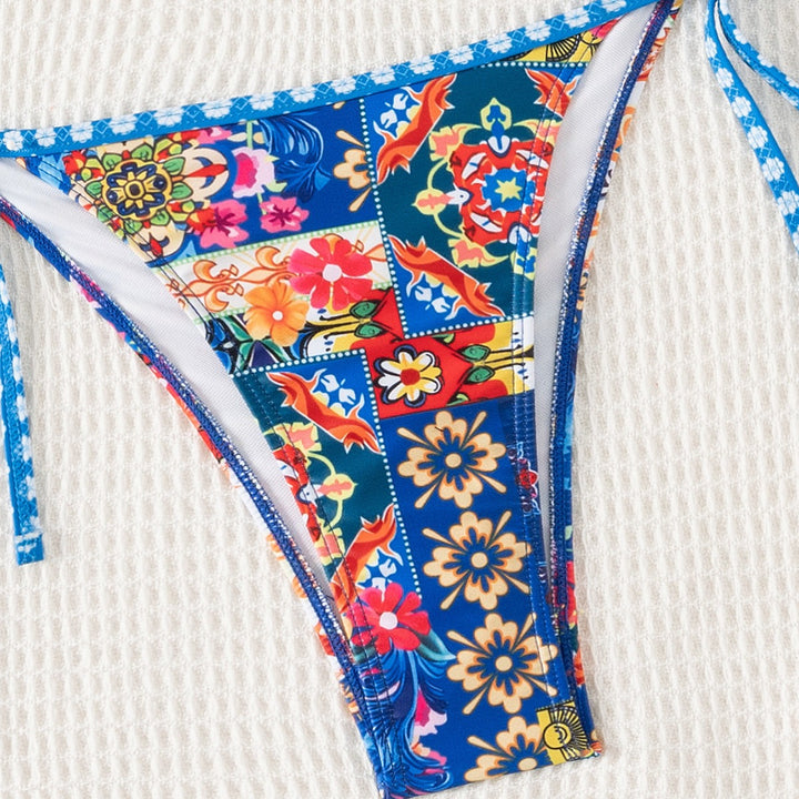 Damen Triangel-Bikini mit floralem Muster und Raffungen Drune