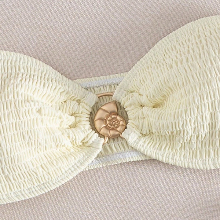 Damen Bandeau-Bikini mit Rüschendetails und modischem Schmuckakzent Drune