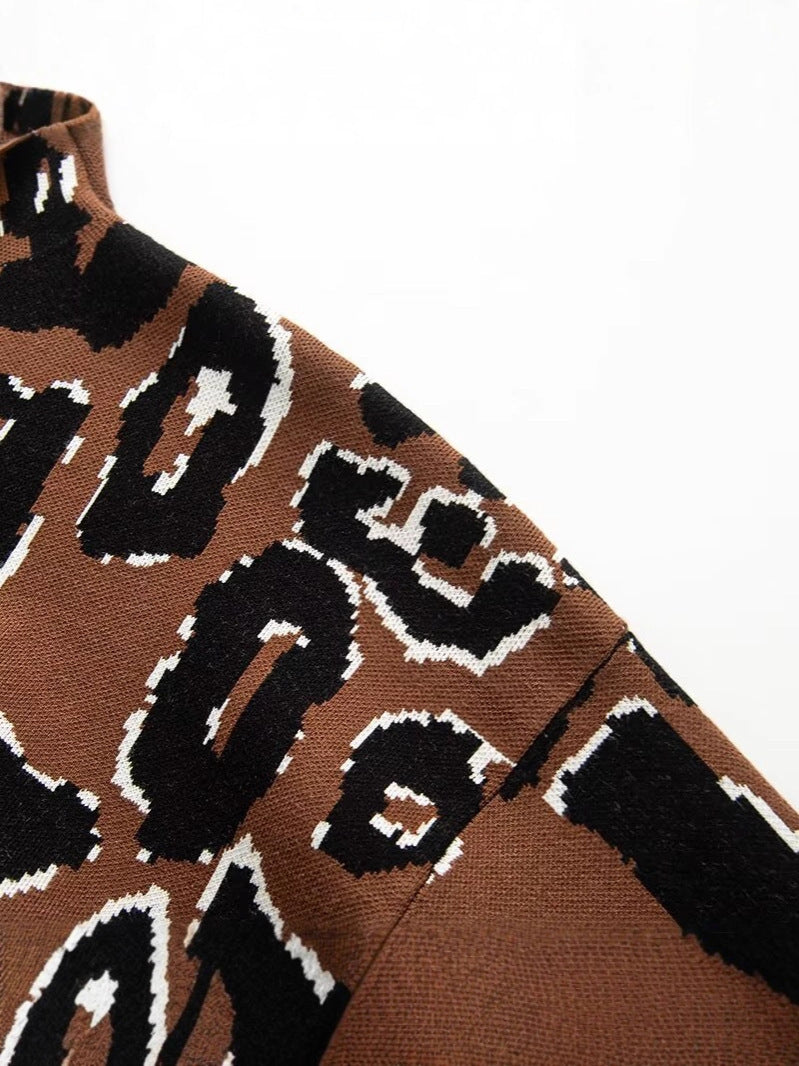 Damen lässiger Animal-Print Pullover Drune