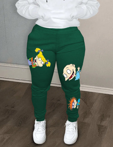 Damen lässige Jogginghose mit buntem Cartoon-Motiv Drune